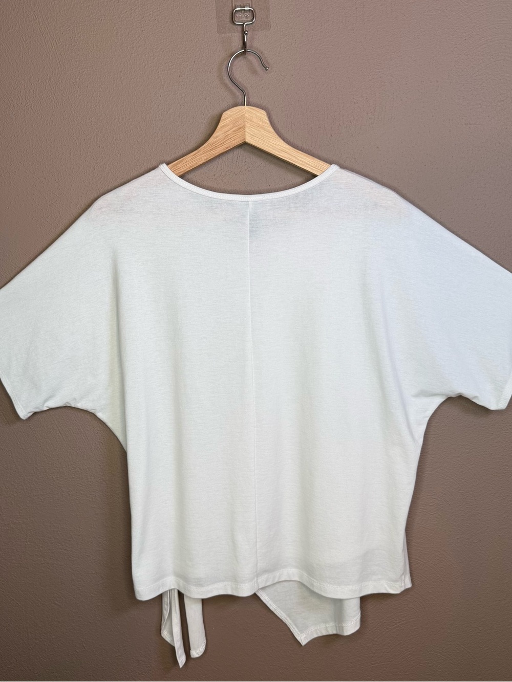Clara Sun Woo Peach Knit Side Tie Wrap Minimalist Top in White Women's Size Med. - Picture 12 of 16